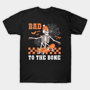 Bad To The Bone Skateboarding Skeleton T-Shirt
